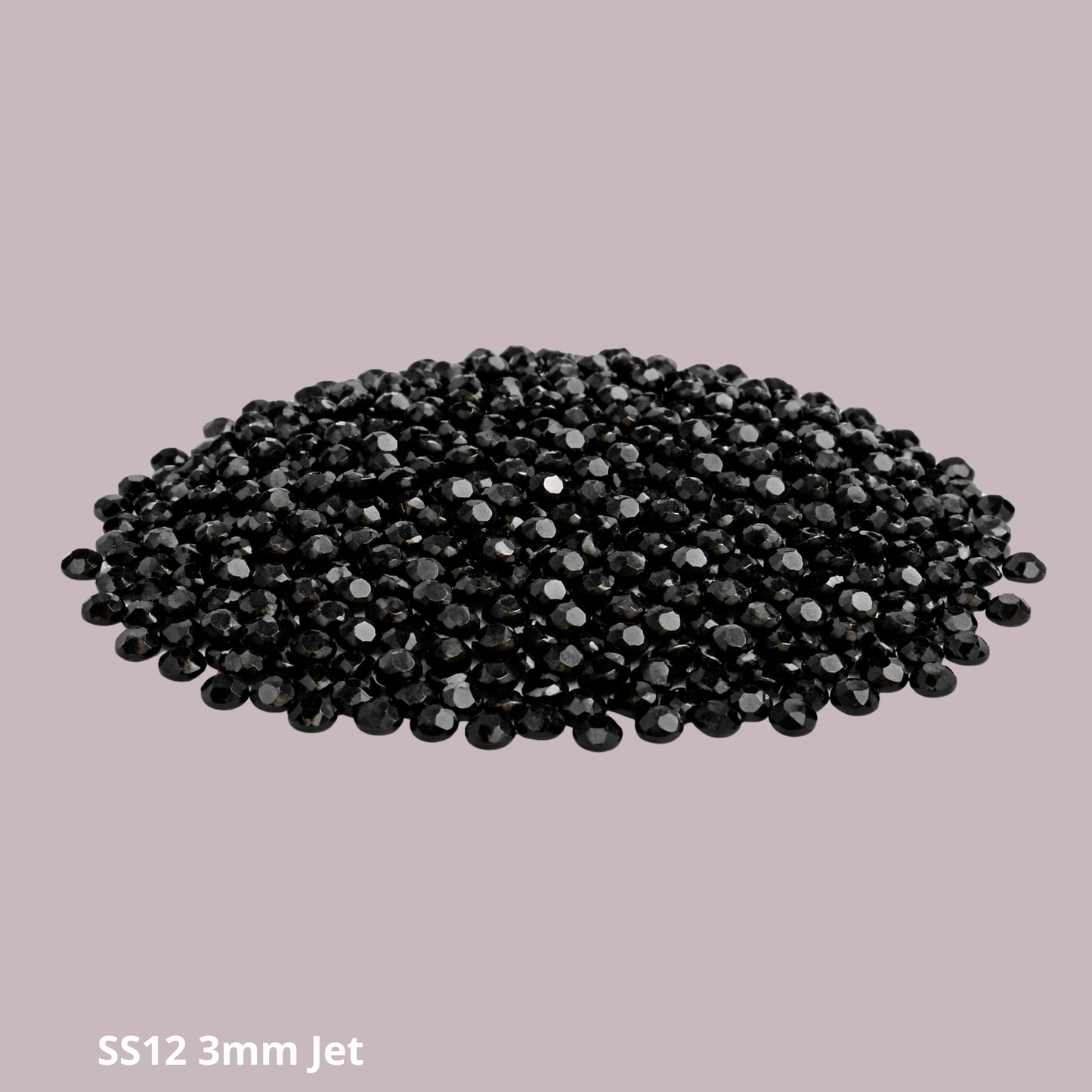 Rhinestones SS12 3mm – Jet (Svart) | Flatback glas