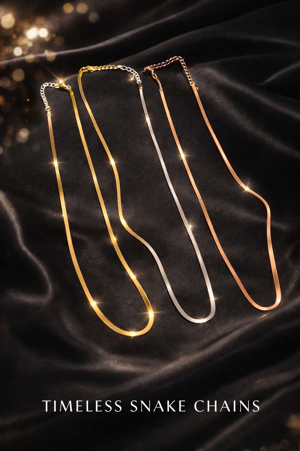 Snake Chain Halsband – Guld, Silver & Roséguld ✨