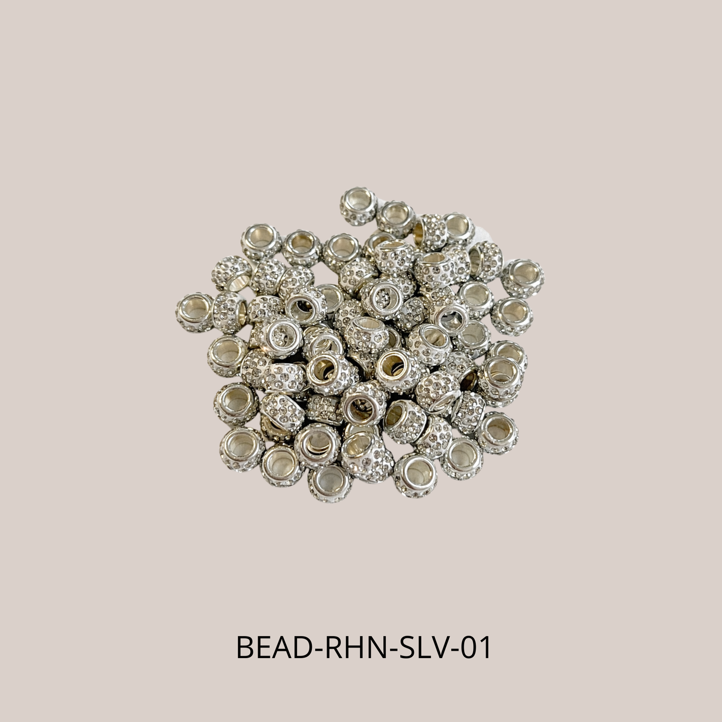 Charm pärlor – 10-pack (silver/rosa)