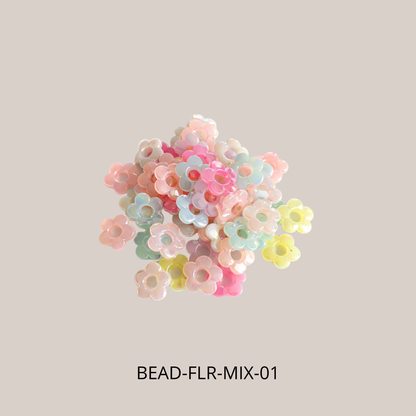 Pärlmix – släta & blomformer – 4 pack