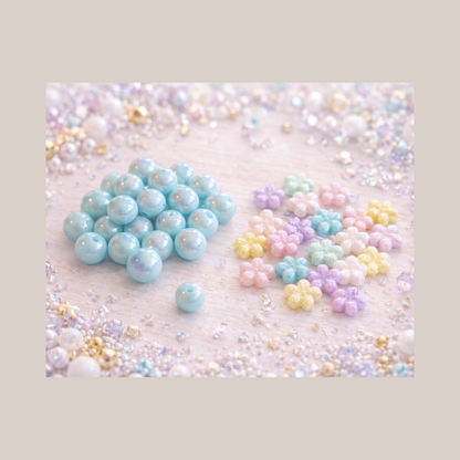 Pärlmix – släta & blomformer – 4 pack