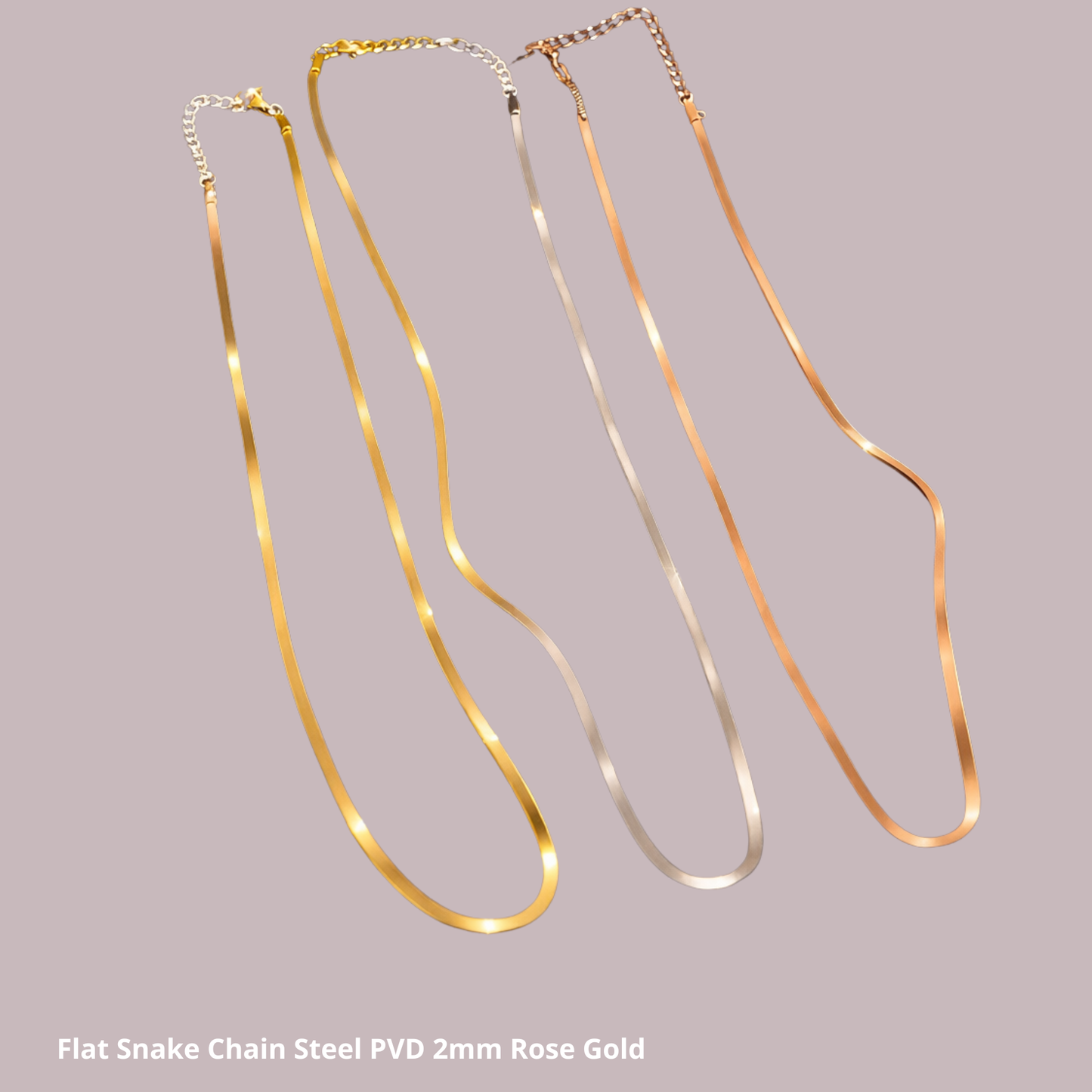 Snake chain halsband – guld, silver & rosé
