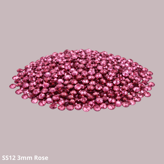 Rhinestones SS12 3mm – Rose | Flatback glas