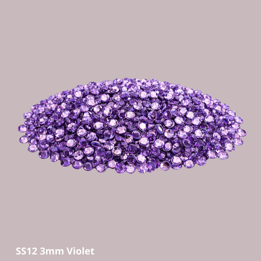 Rhinestones SS12 3mm – Violet | Flatback glas